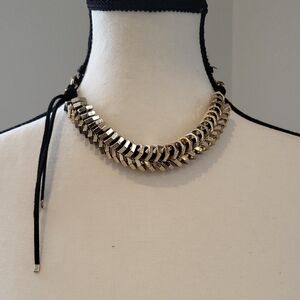 Dynamite Gold-Tone Chunky Chevron Chain Necklace with Black Cord